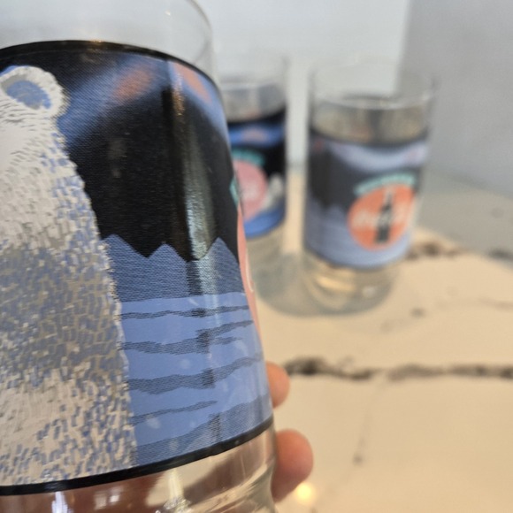 Set of 6 1992 COKE Coca Cola Polar Bear Glasses 16 oz Always Cool Vintage - Picture 14 of 16